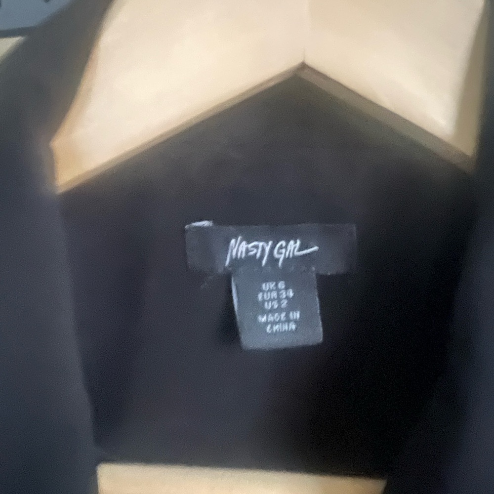 Nasty Gal Double Breasted Black Blazer Dress with Feather Trim - Picture 4 of 5